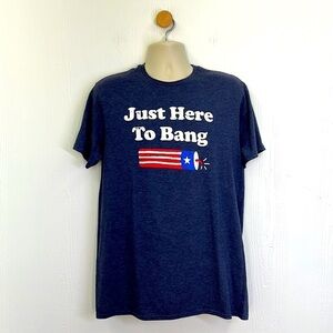 Delta - Just Here To Bang Navy Firecracker Graphic Short Sleeve T Shirt Size L